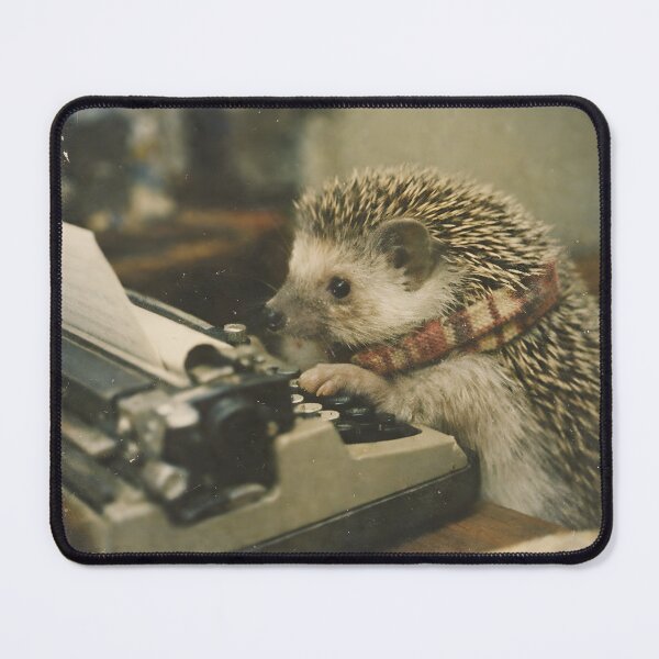 Item preview, Hedgehog with a Vintage Typewriter Wall Art | Whimsical Woodland Writer Portrait | Retro Photography Aesthetic Vintage Print designed and sold by PaintedPixels01.