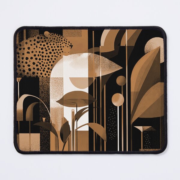 Item preview, Modern Sepia-Earthtones Leopard and Leaves Abstract Art designed and sold by DEC02.