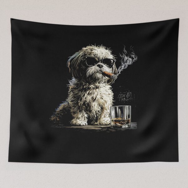 Item preview, Shih Tzu Drinking Whiskey Funny Dog Meme designed and sold by charoen-design.