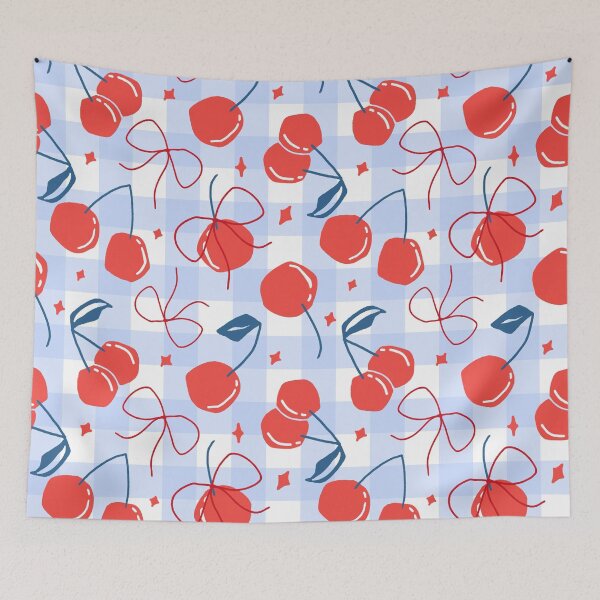 Item preview, Cherry Picnic Gingham Pattern designed and sold by ByJYA.