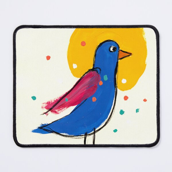 Item preview, Colorful Modern Folk Bird Art – "The Blue Bird and the Sun" designed and sold by Filora Atelier | Bird Art.