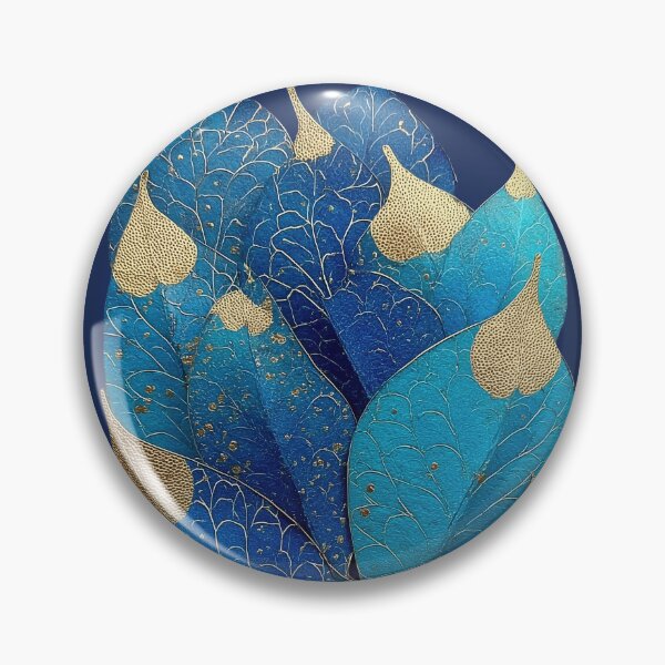 Item preview, Elegant Blue and Gold Abstract Botanical Leaves designed and sold by colorful-white.
