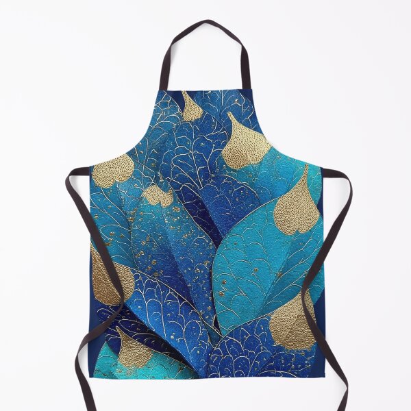 Item preview, Elegant Blue and Gold Abstract Botanical Leaves designed and sold by colorful-white.