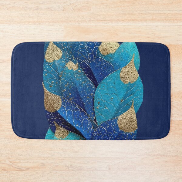 Item preview, Elegant Blue and Gold Abstract Botanical Leaves designed and sold by colorful-white.