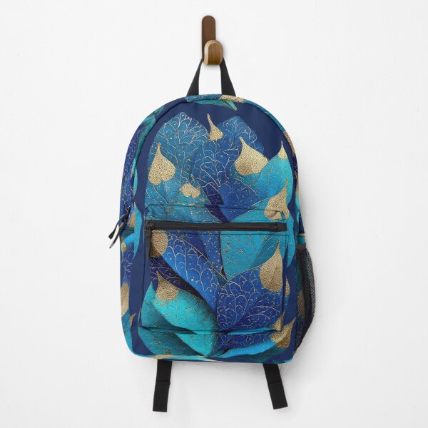 Item preview, Elegant Blue and Gold Abstract Botanical Leaves designed and sold by colorful-white.