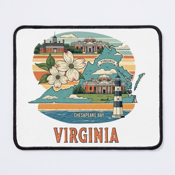 Item preview, Virginia Retro Travel Gift & Souvenir | Colonial Architecture Dogwood Chesapeake Bay designed and sold by NCalNoveltees.
