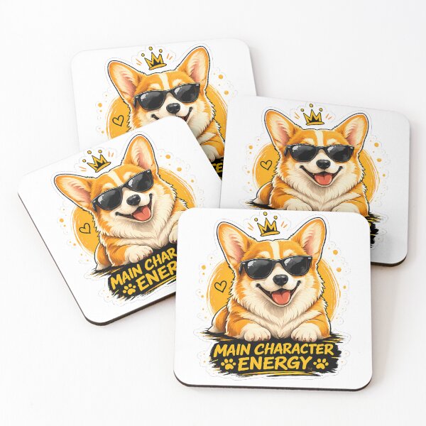 Item preview, Main Character Energy | Funny Cartoon Corgi with Sunglasses designed and sold by yassinehelal.