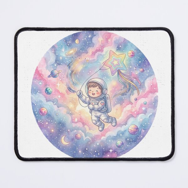 Item preview, Kawaii Astronaut Flying a Rainbow Star Kite | Pastel Galaxy Watercolor Space Art designed and sold by RoyArt0.
