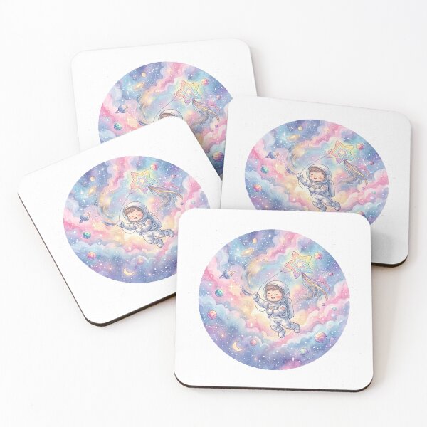 Item preview, Kawaii Astronaut Flying a Rainbow Star Kite | Pastel Galaxy Watercolor Space Art designed and sold by RoyArt0.