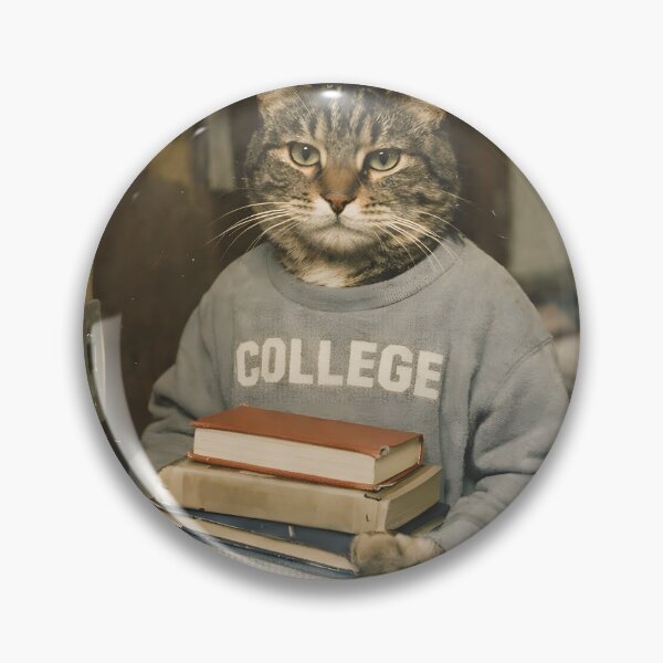 Item preview, College Student Cat Wall Art | Smart Feline Holding Books | Retro Photography Aesthetic Vintage Academic Print designed and sold by PaintedPixels01.