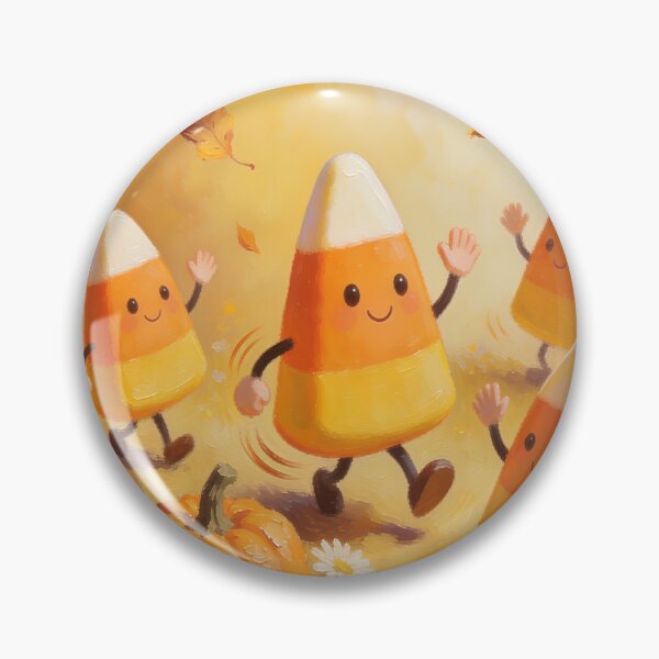 Item preview, Cute Candy Corn Halloween Friends Dancing with Pumpkins and Mushrooms Kawaii Autumn Art designed and sold by cr6zym1nd.