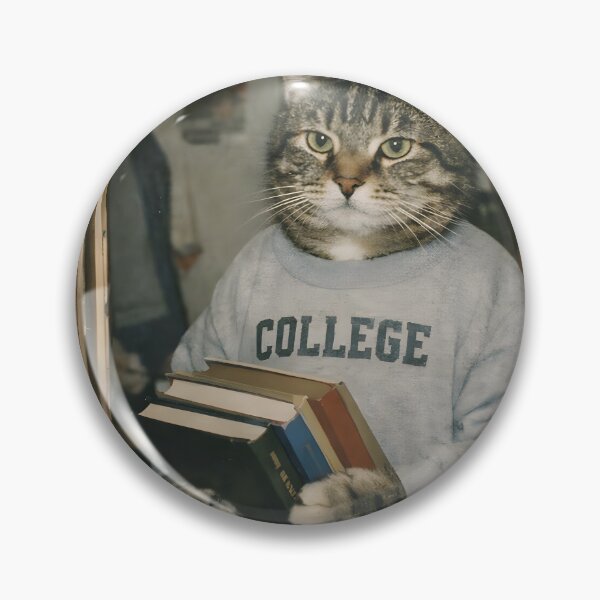 Item preview, College Student Cat Wall Art | Smart Feline Holding Books | Retro Photography Aesthetic Vintage Academic Print designed and sold by PaintedPixels01.