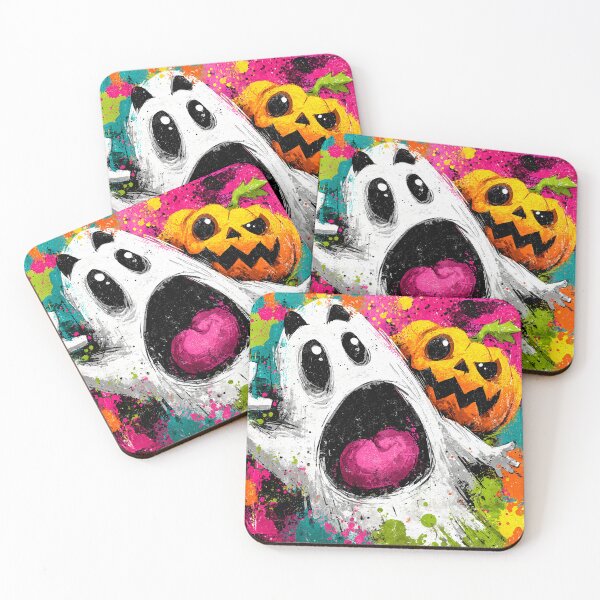 Item preview, Colorful Screaming Ghost and Pumpkin Halloween Art designed and sold by colorful-white.