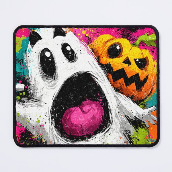 Item preview, Colorful Screaming Ghost and Pumpkin Halloween Art designed and sold by colorful-white.