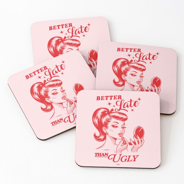 Item preview, Better Late Than Ugly (Pink and Red) designed and sold by isjakistudio.