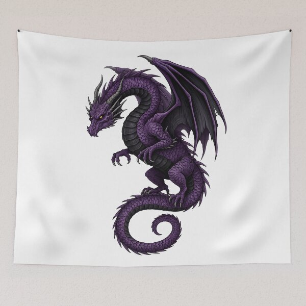Item preview, Royal Purple Dragon Fantasy Illustration | Mythical Winged Dragon Art designed and sold by DragonSerpent Ink.