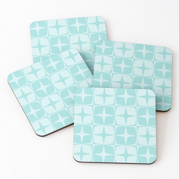 Item preview, Atomic Age Retro Geo Mid Century Modern Star Tile Pattern in Light Aqua Turquoise designed and sold by kierkegaard.
