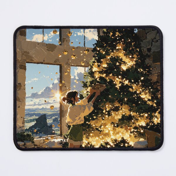 Item preview, Cozy Anime Girl Decorating Glowing Christmas Tree designed and sold by colorful-white.