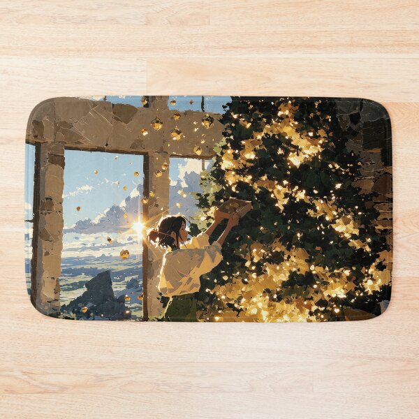 Item preview, Cozy Anime Girl Decorating Glowing Christmas Tree designed and sold by colorful-white.