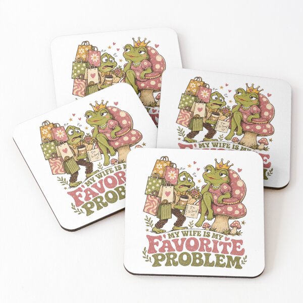 Item preview, My Wife Is My Favorite Problem - Funny Retro Cottagecore Frog Couple designed and sold by BumbleBloom7.
