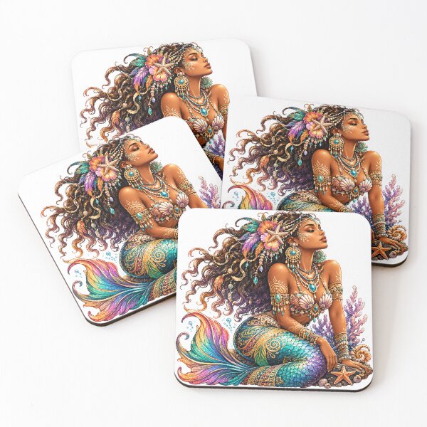 Item preview, Bohemian Mermaid Goddess Sticker | Colorful Fantasy Ocean Art designed and sold by Edenglow Prints & Peculiars.