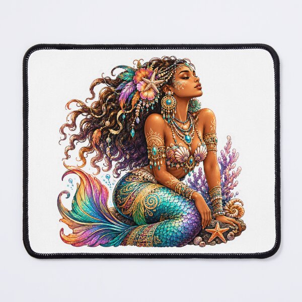 Item preview, Bohemian Mermaid Goddess Sticker | Colorful Fantasy Ocean Art designed and sold by Edenglow Prints & Peculiars.