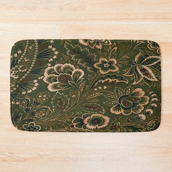 Item preview, Vintage Floral Pattern with Rich Earthy Tones on a Deep Olive Green Background designed and sold by Matt_Smith.