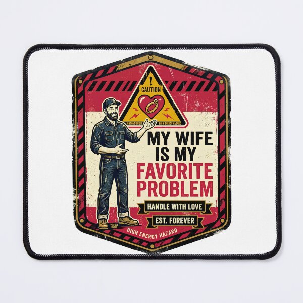 Item preview, My Wife Is My Favorite Problem - Funny Vintage Warning Sign designed and sold by BumbleBloom7.