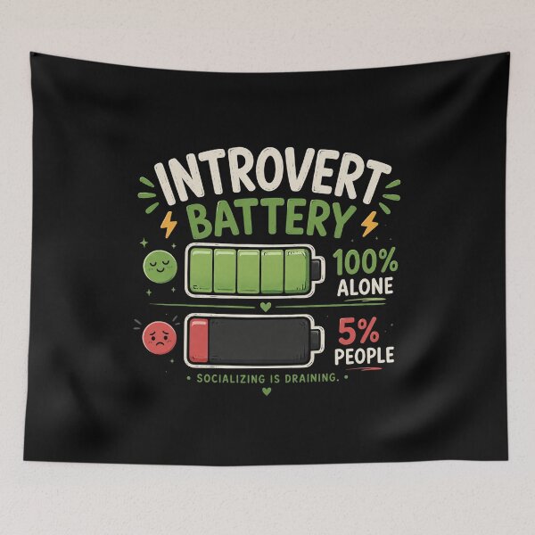 Item preview, Introvert Battery Sticker | 100% Alone 5% People | Funny Introvert Social Battery Meme designed and sold by RJACreative.