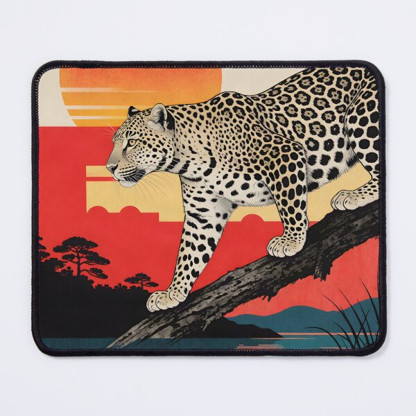 Item preview, Vintage Leopard at Sunset Japanese Landscape designed and sold by KiraChie.