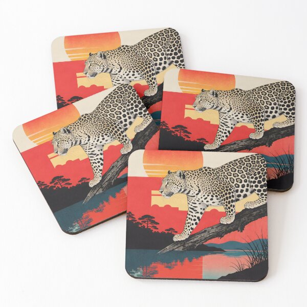 Item preview, Vintage Leopard at Sunset Japanese Landscape designed and sold by KiraChie.