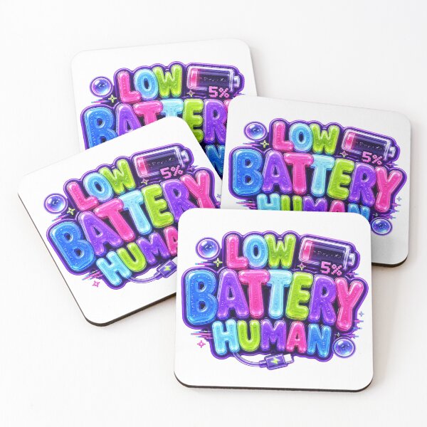 Item preview, Low Battery Human Funny Tech Sticker | Gamer Typography | Introvert Humor Bubble Letter Design designed and sold by DonnaByPT.