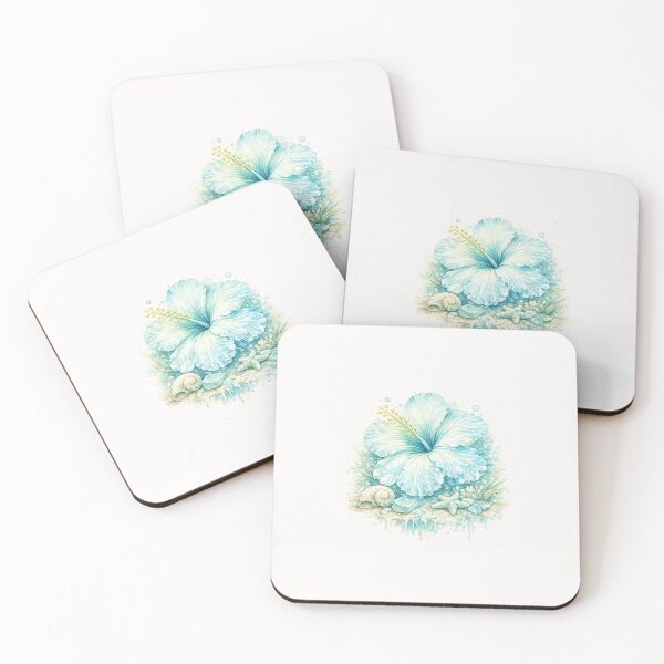 Item preview, Single Sea Glass Hibiscus | Watercolor Tropical Floral Art | Botanical Flower Illustration designed and sold by Nolmo.