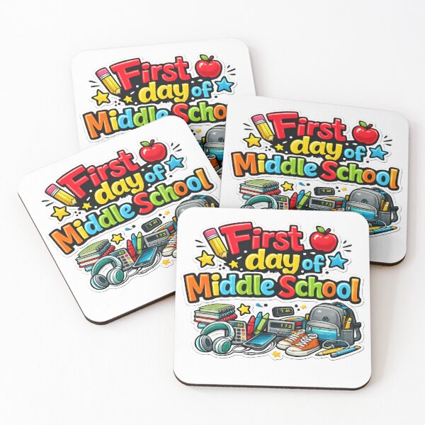 Item preview, First Day of Middle School – Colorful Cartoon Sticker Design designed and sold by Burnt Cloth Tees.