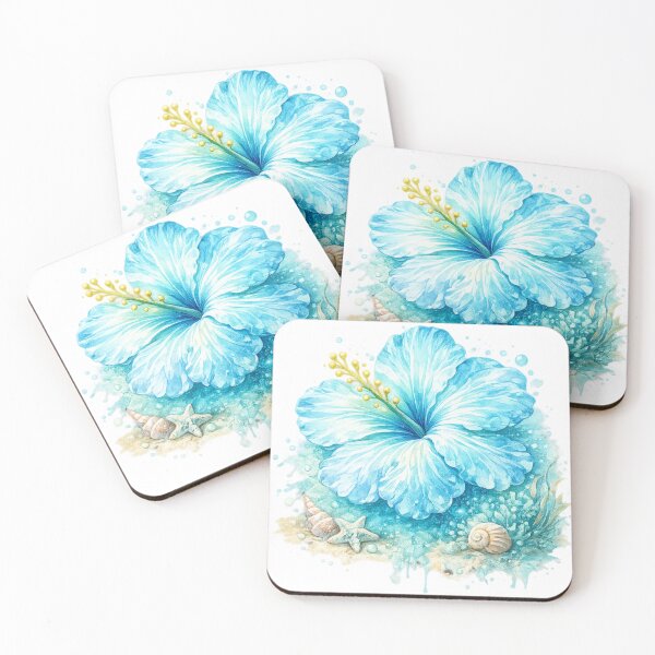 Item preview, Single Blue Lagoon Hibiscus | Watercolor Tropical Floral Art | Botanical Flower Illustration designed and sold by Nolmo.