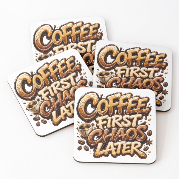 Item preview, Coffee First Chaos Later Funny Coffee Typography designed and sold by DonnaByPT.