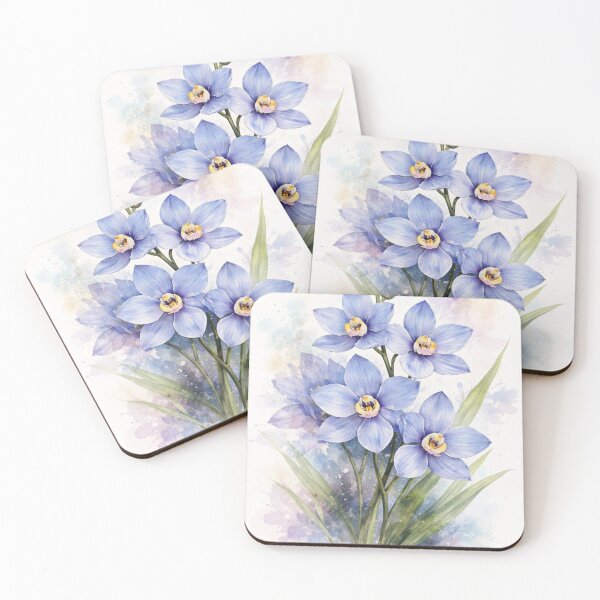 Item preview, Blue Orchid Australian Native Watercolour Print designed and sold by EcologicoolShp.