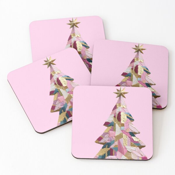 Item preview, Abstract Impasto Pink and Gold Christmas Tree designed and sold by colorful-white.