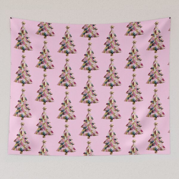 Item preview, Abstract Impasto Pink and Gold Christmas Tree designed and sold by colorful-white.
