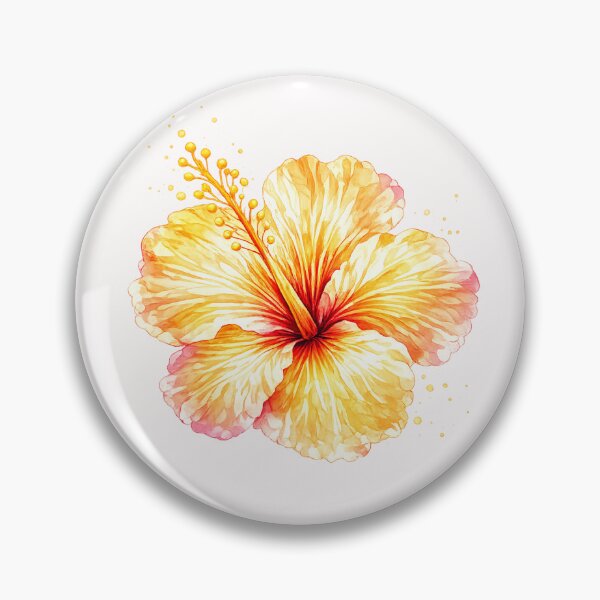 Item preview, Single Golden Hibiscus Flower | Watercolor Tropical Floral Art | Botanical Flower Illustration designed and sold by Nolmo.