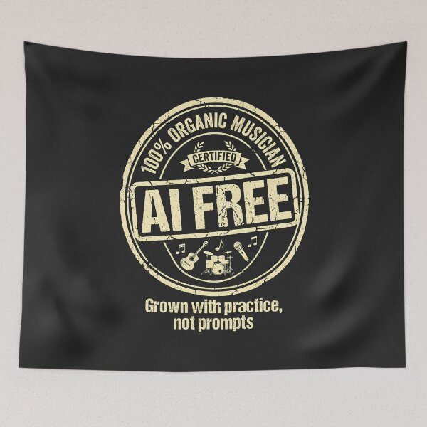 Item preview, 100 Percent Organic Musician Anti AI Art Acoustic Player designed and sold by SplashTastic.