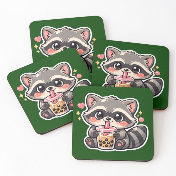 Item preview, Cute Boba Raccoon Kawaii Sticker | Bubble Tea Trash Panda Cartoon designed and sold by ritach11.