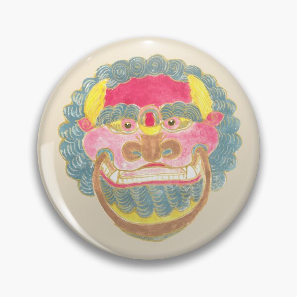 Item preview, Horned Guardian Mask | Traditional East Asian Folk Art designed and sold by HiddenJadeArtStudio.