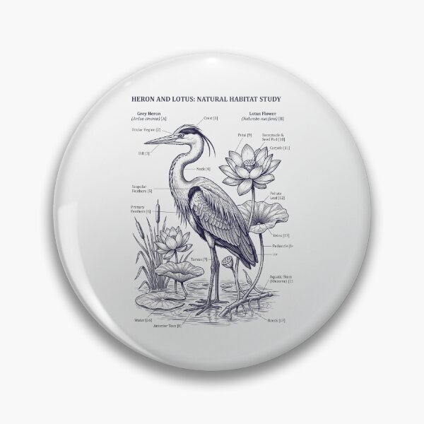 Item preview, Heron Natural Habitat Study Botanical Line Art Bird Watching designed and sold by SplashTastic.