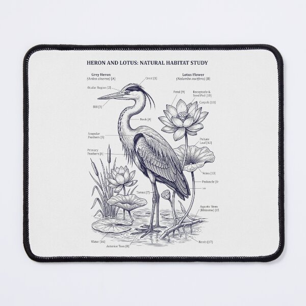 Item preview, Heron Natural Habitat Study Botanical Line Art Bird Watching designed and sold by SplashTastic.