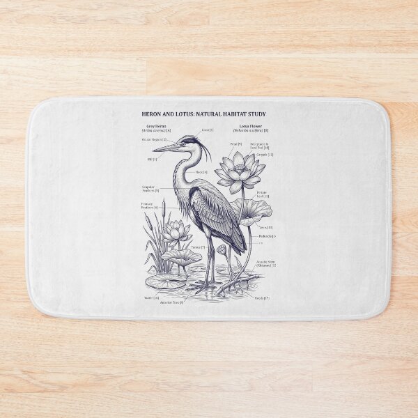 Item preview, Heron Natural Habitat Study Botanical Line Art Bird Watching designed and sold by SplashTastic.
