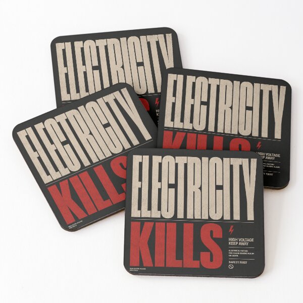 Item preview, Electricity Kills Minimal Industrial Warning Typography designed and sold by Abidel.