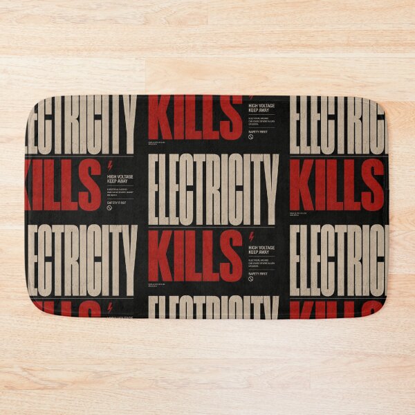 Item preview, Electricity Kills Minimal Industrial Warning Typography designed and sold by Abidel.