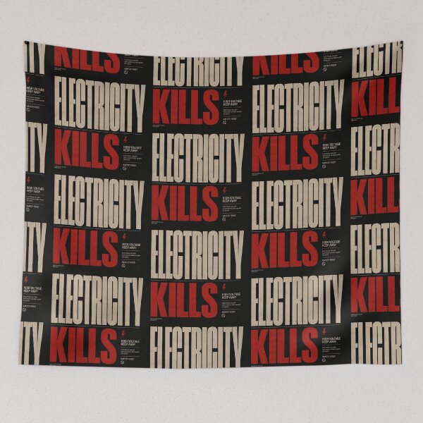 Item preview, Electricity Kills Minimal Industrial Warning Typography designed and sold by Abidel.