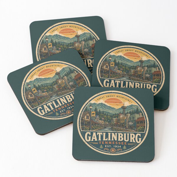 Item preview, Gatlinburg Tennessee Retro Travel Badge | Vintage Smoky Mountains Sticker Design designed and sold by Globalcitytees.
